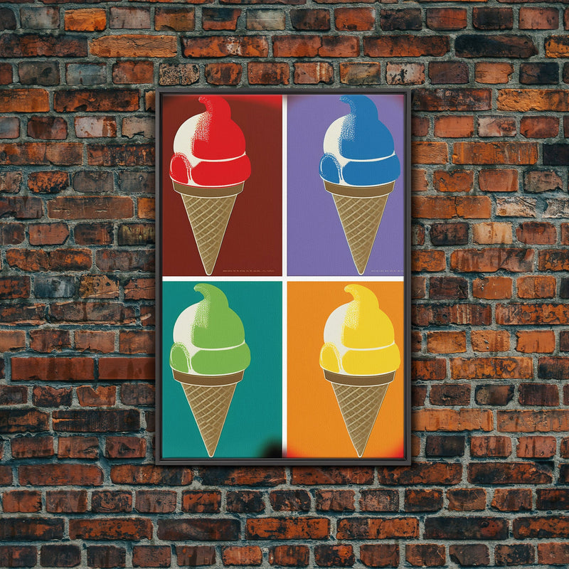 Warhol Style Sherbet, Framed Canvas Print, Ice Cream Shop Art, Sherbert, art deco pop art retro style wall art