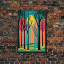 Vintage Style Art, Framed Canvas Prints, Lake and Pine Tree Forest Landscape, Florida Everglades at Sunset,  Pop Art