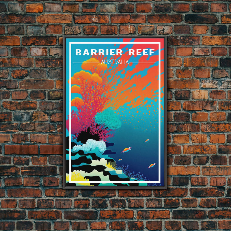 Barrier Reef Art Print, Australia Poster, Queensland Poster, Travel Wall Print, Travel Poster, Travel Wall Art, Canvas Wall Print