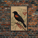 Black And Orange Bird Wall Art, Oriole Wall Decor, Animal Wall Art, Minimalist Print, Wall Decor, Canvas Print, Wall Art, Framed Canvas