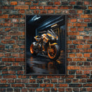 Futuristic Cyberpunk Motorcycle Concept Art, Sport Bike Canvas Print