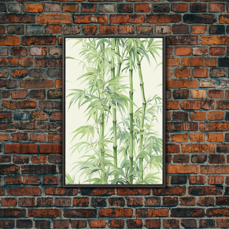 Wabi Sabi Bamboo Wall Art Print, Zen Decor, Zen Wall Art, Botanical Print, Bamboo Painting, Meditation Decor, Bamboo Decor, Framed Canvas