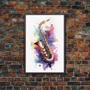 Bassett Horn Wall Art, Brass Instruments, Framed Canvas Print, Marching Band Gift, Musician Gift, Graduation Gift, Music Poster