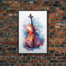 Galaxy Cello Studio Decor Gift, Banjo Wall Art Canvas Print, Stringed Instruments, Cello Art, Banjo Poster Print, Cello Gifts, Musical Art