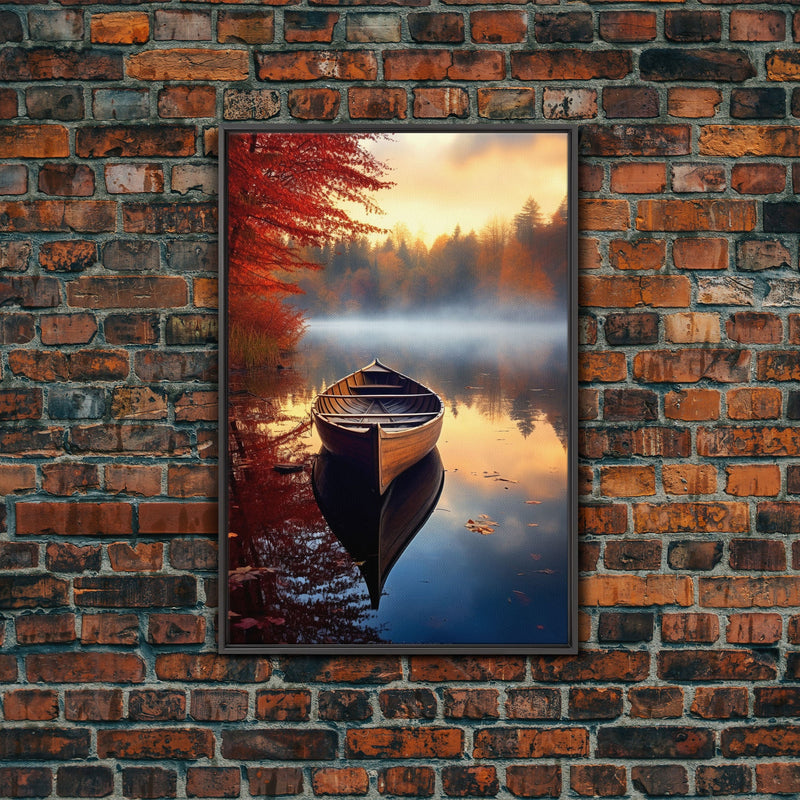 Boat Wall Art, Lake Wall Print, Fall Art Print, Canvas Print, Wall Art, Vertical Art, Wedding Gift, Indie Room Decor, Western Wall Decor