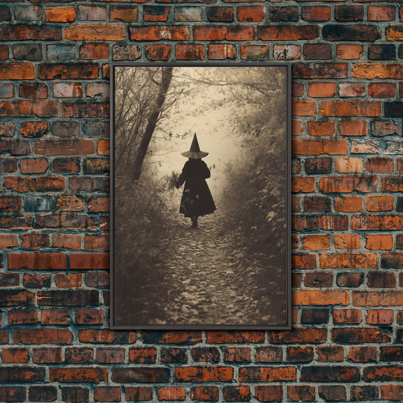 Witch In The Woods, Cursed Victorian Halloween Art, Framed Canvas Print, Halloween Photography Art, Spooky Halloween Decor, Scary Art, Witch