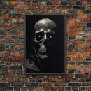 Glowing Eyes Grim Reaper, Spooky Halloween Canvas Art, Framed Canvas Print, Halloween Wall Decor, Skull Portrait