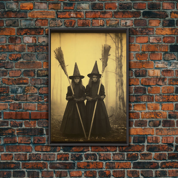 Cursed Art, Victorian Witches Daguerreotype, Framed Canvas Print, Vintage Tin Type Photography Style Wall Art, Cool Halloween Decor, photo 2 of 9