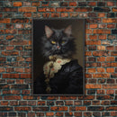 Victorian Cat Portrait, Funny Halloween Decor, Cute Cat Halloween Art, Framed Canvas Print