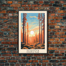 Sequoia National Park California Travel Art, National Park Print, Minimalist Travel Art, Midcentury Modern Style Landscape Painting
