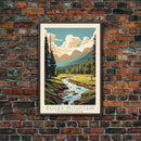 Rocky Mountains National Park Colorado Travel Art, National Park Print, Minimalist Travel Art, Midcentury Modern Style Landscape Painting