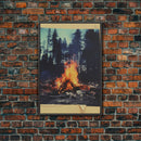 Camp, Outdoors Art, Campfire, Nature Wall Art, Canvas Print, Wall Hanging, Portrait Art, Friendship Gift, Modern Office Art, Bookshelf Decor