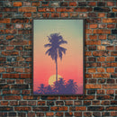 Palm Tree Wall Art, Tropical Wall Art, Minimalist Wall Art, Canvas Print, Wall Hanging, Portrait Art, Tiny House Decor, Dorm Room Art
