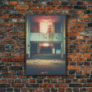 Abandoned Building, Retro Wall Canvas Print, Wall Hanging, Portrait Art, Volleyball Mom, Tiny House Decor, Family Gift, Spooky Room Decor