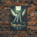 Escalator, Abandoned Building, Moody Wall Art, Horror Art Print, Canvas Print, Wall Hanging, Portrait Art, Nerdy Home Decor, Bedroom Prints