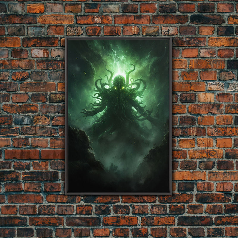 The Call Of Cthulhu - Portrait Of The Grim Reaper - Framed Canvas Print - Halloween Decor - Halloween Clearance - HP Lovecraft