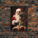 Santa Claus And His Belgian Malinois, Christmas Wall Art, Dog Gift, Christmas Dog, Winter Wall Art, Santa Decor, Santa Art Print, Cute Dog