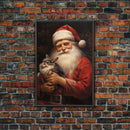 Santa Claus And His Chinchilla, Christmas Wall Art, Dog Gift, Christmas Dog, Winter Wall Art, Santa Decor, Santa Art Print, Chinchilla Print