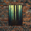Magical Forest Oil Painting Style, Spooky Pirate Ship Art, Framed Canvas Print, Ready To Hang Framed Wall Art, Living Room Wall Hanging
