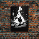 Western Decor, Black and White Cowboy Art, Framed Canvas Print