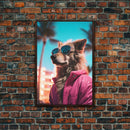 Sheepdog Pink Hoodie Jacket Wall Print, Animal Wall Art, Dog Portrait, Dog Art Print, Framed Wall Art, Framed Canvas, Wall Print