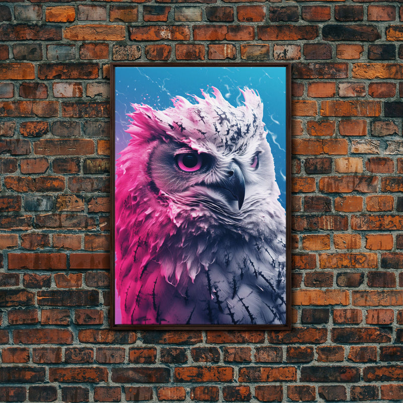 Bird Wall Print, Animal Art Print, Animal Portrait, Pink Art, Wildlife Art, Owl Art, Framed Wall Art, Framed Canvas, Wall Print, Wall Canvas