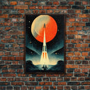 Art Deco Style Spaceship, Space Exploration, Science Fiction / SciFi Canvas Print, Ready to Hang Wall Art by NuevArt