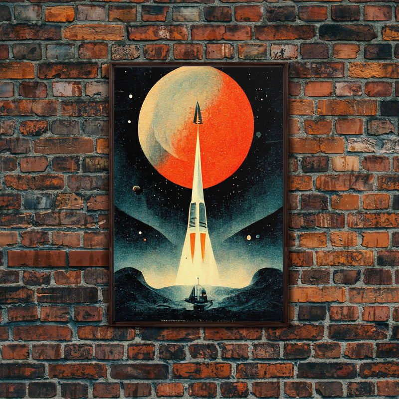 Art Deco Style Spaceship, Space Exploration, Science Fiction / SciFi Canvas Print, Ready to Hang Wall Art