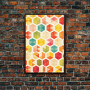 Hexagon Art, Mid Century Art Print, Framed Modern Art, Geometric Art, Mid Century Modern Wall Art, Colorful Art, MCM Style Canvas Art