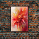 Vintage Style Red Flowers Framed Canvas Art, Vintage Floral Print, Vintage White Roses Painting, Still Life Botanical Farmhouse print