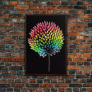 Neon Dandelion, Framed Canvas Print, Original Painting, Huge Wall Art, Large Format Living Room Art