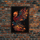Phoenix In Flames, Retribution, Framed Canvas Print, The Phoenix, Framed Wall Art, Original Painting Phoenix, Fire Chicken