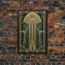 Art Deco Wall art | Framed Canvas Print | Art Deco | Gold & green art | Beautiful art | Midcentury Modern | Office decor | Stained glass art