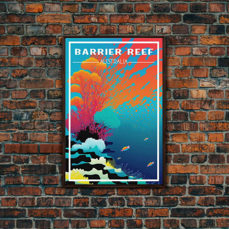 Barrier Reef Art Print, Australia Poster, Queensland Poster, Travel Wall Print, Travel Poster, Travel Wall Art, Canvas Wall Print