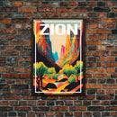 Zion National Park Poster, Utah Wall Poster, America Art Print, Travel Wall Print, Travel Poster, Travel Wall Art, Canvas Wall Print