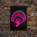 Neon Lights Folding Fan Wall Art, Line Art Print, Pink, Glowing Art, Minimalist Print, Wall Decor, Canvas Print, Wall Art, Framed Canvas