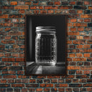 Mason Jar Wall Art, Jar Art Print, Black And White Art, Minimalist Art, Wall Decor, Canvas Art, Wall Art, Framed Canvas Wall Decor