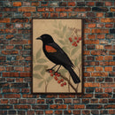 Black And Orange Bird Wall Art, Oriole Wall Decor, Animal Wall Art, Minimalist Print, Wall Decor, Canvas Print, Wall Art, Framed Canvas