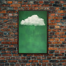 Dark Green Rain Cloud Wall Art, Framed Canvas Or Poster Print, Abstract Art Print, Minimalist Wall Decor, Maximalist Decor, Emerald Green