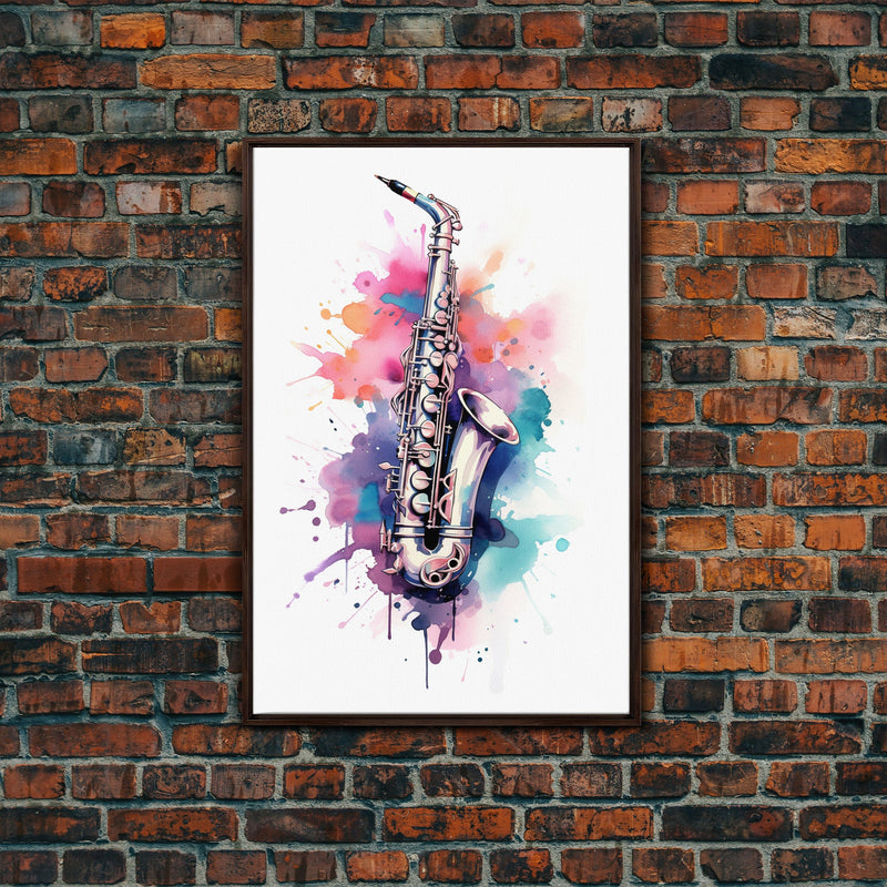 Bassett Clarinet Wall Art, Musician Gift, Framed Canvas Print, Clarinet Print, Musical Instrument Art, Gift For Musician, Graffiti Music Art