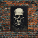 Skull Decor, Charcoal Drawing, Gothic Decor, Human Skull, Canvas Print, Wall Art, Vertical Art, Dark Wall Art, Moody Wall Art, Indie Art