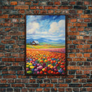 Flower Farm Wall Art, Tulip Field, Countryside Wall Print, Canvas Print, Wall Art, Vertical Art, Gifts For Grandma, Tiny House Decor