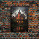 The Haunted House, Framed Canvas Art, Painting Of Haunted Victorian Mansion, Dark Academia, Halloween Decorations, Halloween Art