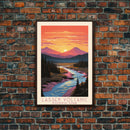 Lassen Volcanic National Park California Travel Art, National Park Print, Minimalist Travel Art, Midcentury Modern Style Landscape Painting