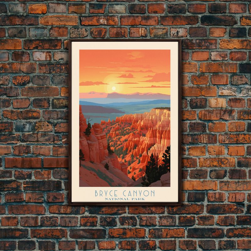 Bryce Canyon National Park Travel Poster Print, Canvas Print Wall Art, Utah Travel Art, Midcentury Modern Travel Decor