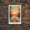 Congaree National Park South Carolina Travel Art, National Park Print, Minimalist Travel Art, Midcentury Modern Style Landscape Painting