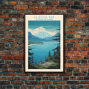 Glacier Bay National Park Alaska Travel Art, National Park Print, Minimalist Travel Art, Midcentury Modern Style Landscape Painting