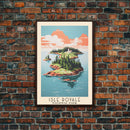 Isle Royale National Park Michigan Travel Art, National Park Print, Minimalist Travel Art, Midcentury Modern Style Landscape Painting