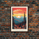 North Cascades Gorge National Park, Washington Travel Art, National Park Print, Minimalist Travel Art, Midcentury Modern Style Landscape