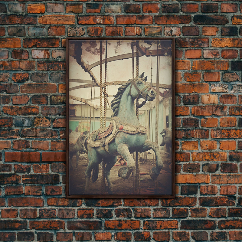 Abandoned Circus, Carousel Art, Carnival Art, Canvas Print, Wall Hanging, Portrait Art, College Dorm Decor, Gaming Wall Decor, Office Art